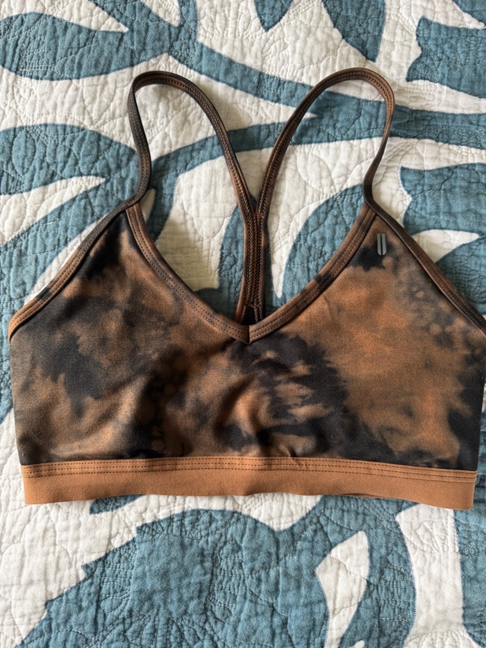 NOBULL Brown and Black Tie-Dye Strappy Sports Bra